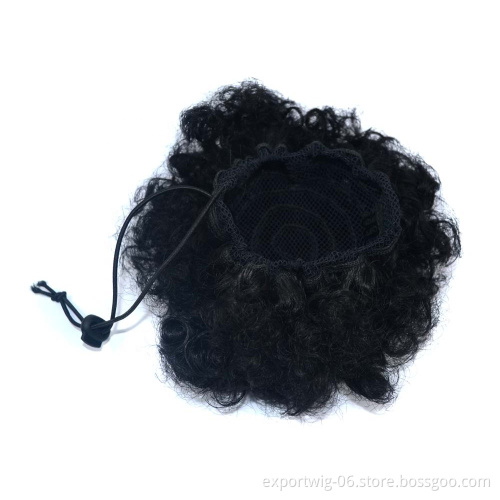 Wholesale Kinky Curly Clip afro hair bun Synthetic Hair pieces Chignon Fluffy Wig Synthetic Afro Curly Puff Hair Buns